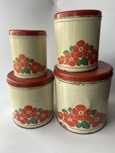 Vtg red cream poppy decoware - vtg,