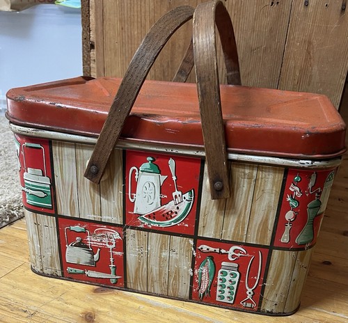 Vintage decoware metal tin - vintage,